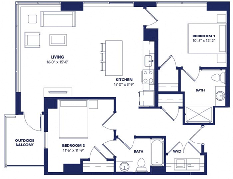 2 bed 2 bath B at Two Twelve Clayton Apartments, Clayton